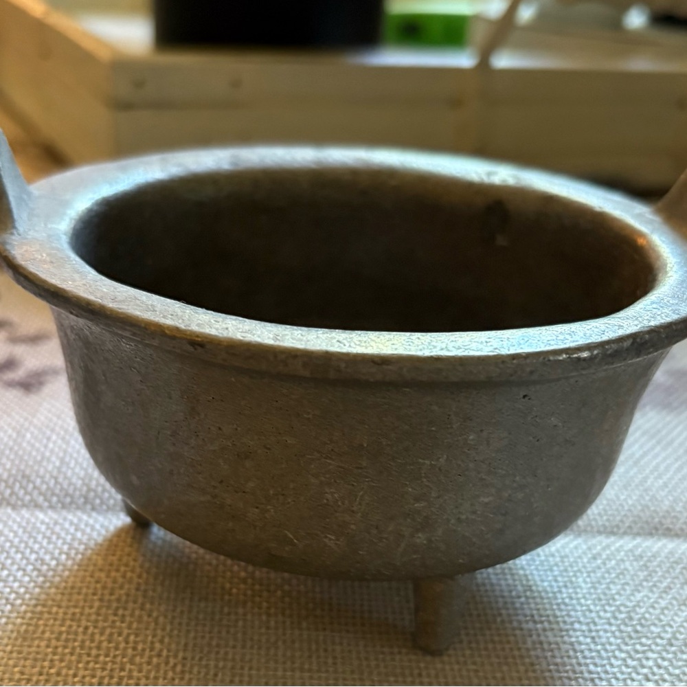 Vintage pewter miniature Cauldron